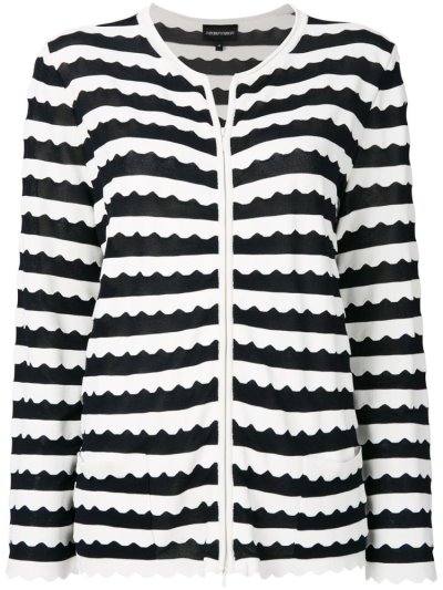 Cardigan Armani Emporio Scalloped Hem γυναικεια μαυρα ασπρα | GR03107