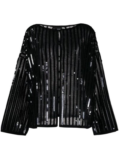 Cardigan Armani Emporio Sequin Embroidered γυναικεια μαυρα | GR27915