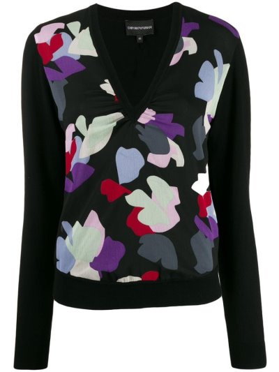 Jumpers Armani Emporio Abstract Print Knit γυναικεια μαυρα | GR29665