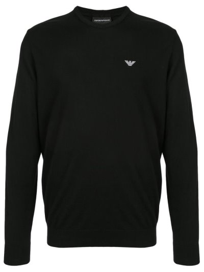 Jumpers Armani Emporio Embroidered Logo ανδρικα μαυρα ασπρα | GR02561