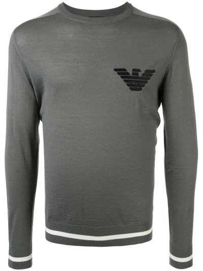 Jumpers Armani Emporio Embroidered Logo ανδρικα γκρι | GR21619