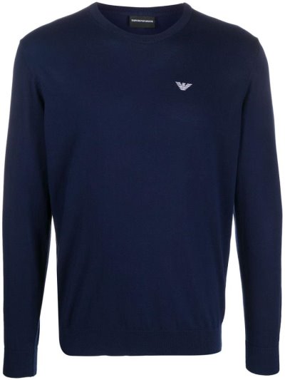 Jumpers Armani Emporio Embroidered Logo ανδρικα μπλε | GR53671