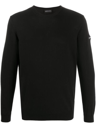 Jumpers Armani Emporio Fine Knit Round Neck ανδρικα μαυρα | GR82952