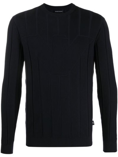 Jumpers Armani Emporio Knitted Logo ανδρικα μπλε | GR04590