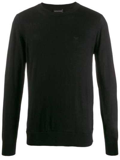 Jumpers Armani Emporio Logo Embroidered ανδρικα μαυρα | GR17250