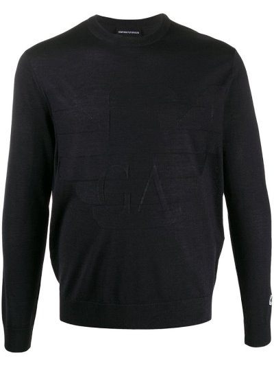 Jumpers Armani Emporio Logo Fine Knit ανδρικα μπλε | GR02698