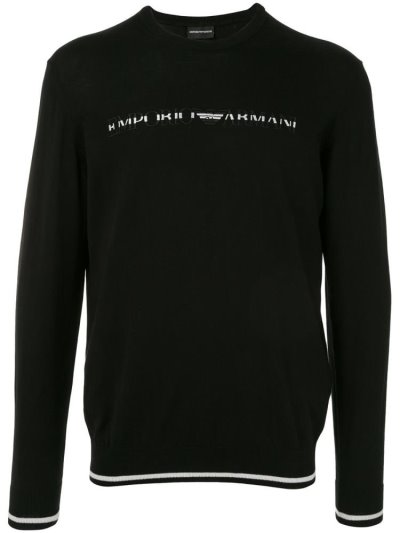 Jumpers Armani Emporio Logo Intarsia ανδρικα μαυρα | GR41234