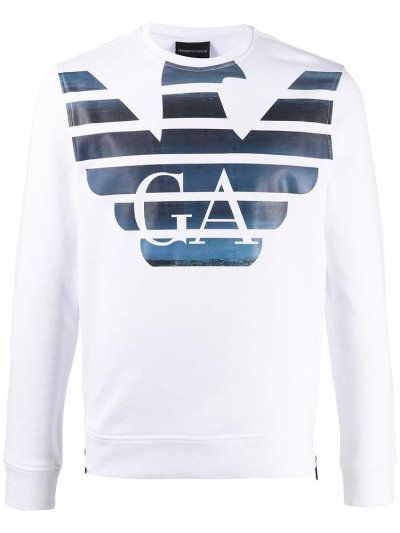 Jumpers Armani Emporio Logo Print ανδρικα ασπρα | GR29063