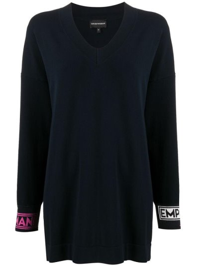 Jumpers Armani Emporio Long Line Logo γυναικεια μπλε | GR97649
