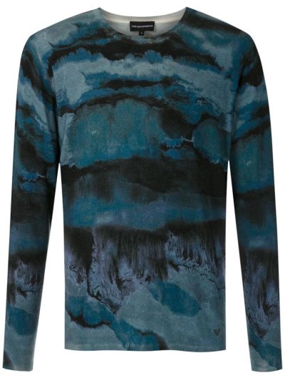 Jumpers Armani Emporio Paint Effect ανδρικα μπλε μαυρα | GR41879