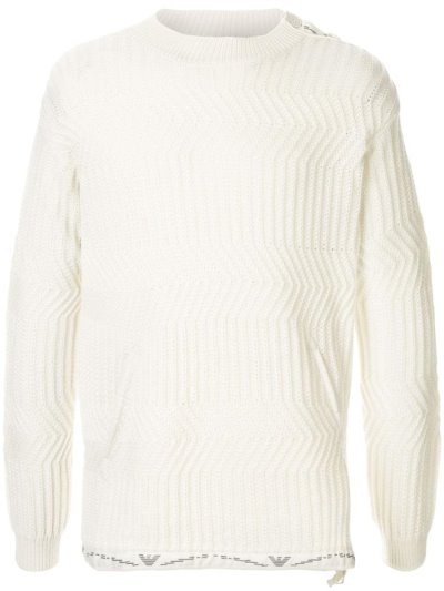 Jumpers Armani Emporio Zig Zag Knit ανδρικα ασπρα | GR57119