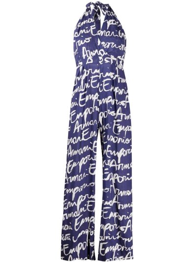 Jumpsuit Armani Emporio Signature Logo Print γυναικεια μπλε ασπρα | GR15300