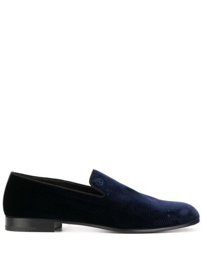 Loafers Giorgio Armani Velvet Logo ανδρικα μπλε | GR21751