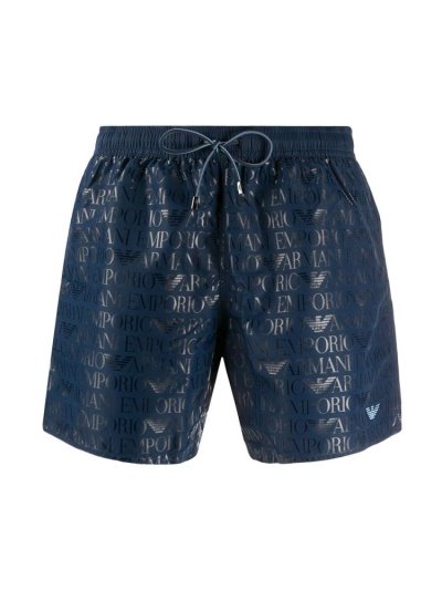 Swim Shorts Ea7 Emporio Armani All Over Logo Print ανδρικα μπλε | GR96245