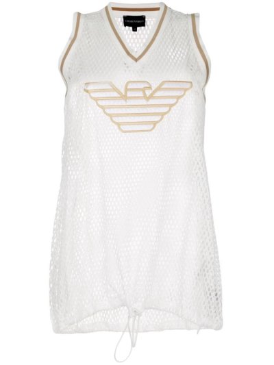 Tank Tops Armani Emporio Eagle Logo Mesh γυναικεια ασπρα | GR75928