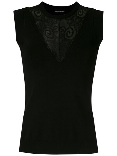 Tank Tops Armani Emporio δαντελα Panel γυναικεια μαυρα | GR62209