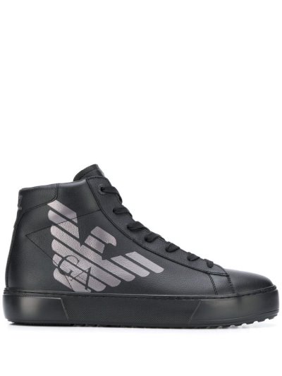 Αθλητικά Παπούτσια Ea7 Emporio Armani Logo Print Hi Top ανδρικα μαυρα | GR35407