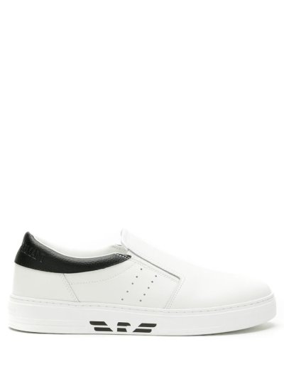 Αθλητικά Παπούτσια Armani Emporio Logo Slip On ανδρικα ασπρα μαυρα | GR01104
