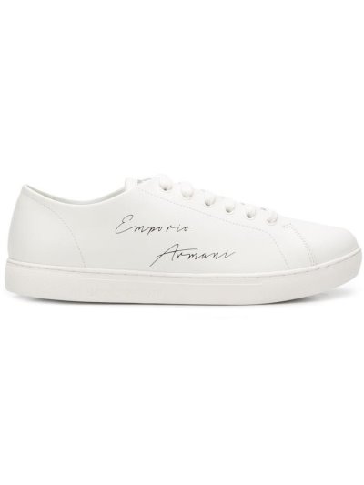 Αθλητικά Παπούτσια Armani Emporio δαντελα Up Low ανδρικα ασπρα | GR28255
