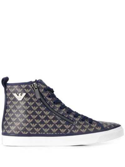 Αθλητικά Παπούτσια Armani Emporio Logo Hi Top γυναικεια μπλε | GR31640