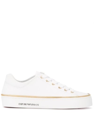 Αθλητικά Παπούτσια Armani Emporio Chain Trim Low Top γυναικεια ασπρα | GR36184