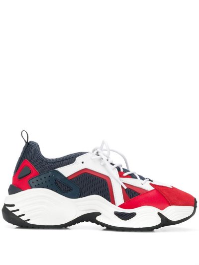 Αθλητικά Παπούτσια Armani Emporio Contrast Panel Low Top ανδρικα μπλε κοκκινα | GR48250