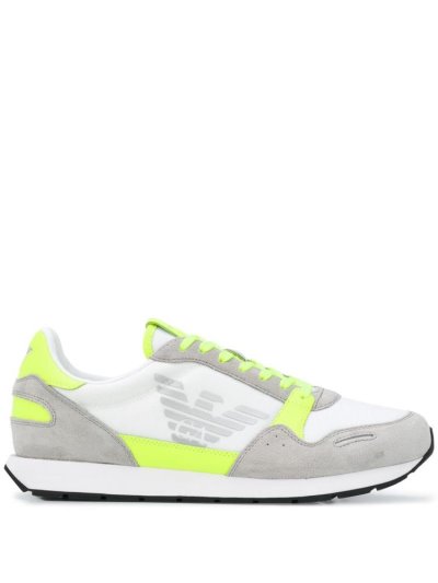 Αθλητικά Παπούτσια Armani Emporio Neon Trimmed σουετ Panel Low Top ανδρικα ασπρα | GR57209