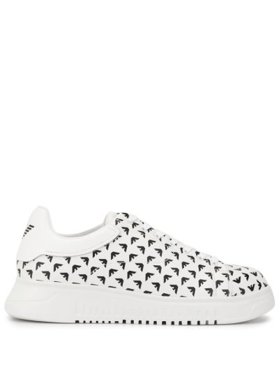 Αθλητικά Παπούτσια Armani Emporio Logo Print Low Top ανδρικα ασπρα μαυρα | GR70216