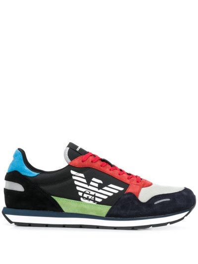 Αθλητικά Παπούτσια Armani Emporio Colour Block Low Top ανδρικα μαυρα κοκκινα | GR72354