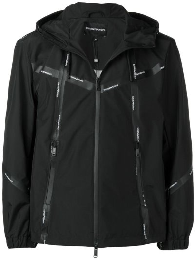 Αριστος Armani Emporio Logo Tape Κουκουλοφόρος tracking ανδρικα μαυρα | GR95645