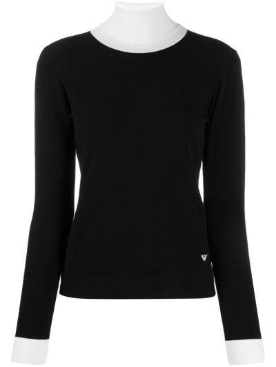 Αριστος Armani Emporio Ribbed Neck γυναικεια μαυρα | GR72550