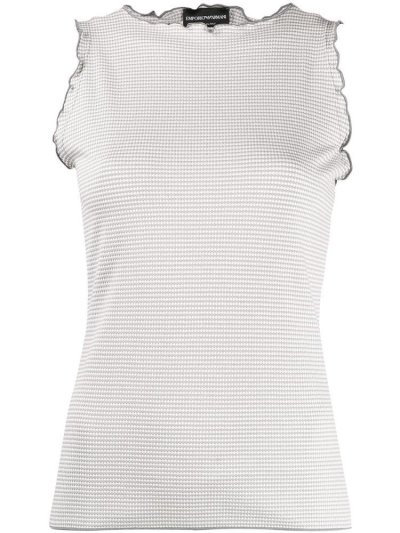 Αριστος Armani Emporio Ruffled αμανικα γυναικεια γκρι ασπρα | GR31506