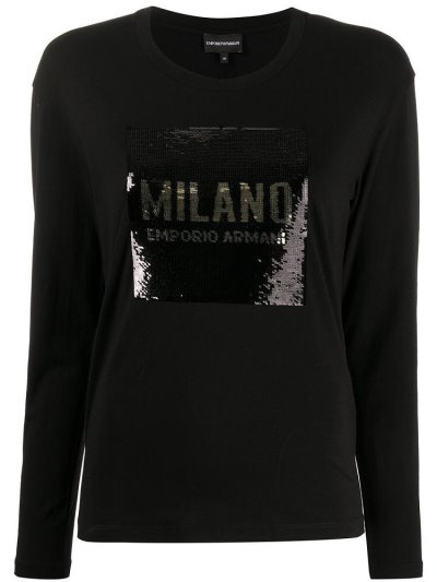 Αριστος Armani Emporio Sequinned Logo γυναικεια μαυρα | GR82313