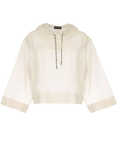 Αριστος Armani Emporio Transparent Κουκουλοφόρος Crop γυναικεια Μπεζ | GR66033