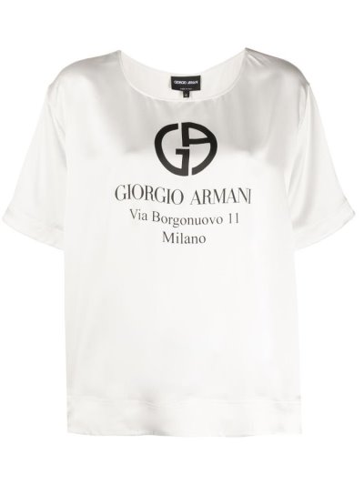 Αριστος Giorgio Armani Address Print Silk γυναικεια ασπρα | GR80983