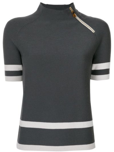 Αριστος Giorgio Armani Off Center Zip Knitted γυναικεια γκρι | GR58074