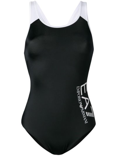 Μαγιό Ea7 Emporio Armani Logo Print One Piece γυναικεια μαυρα | GR92985