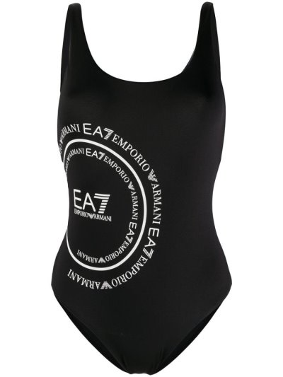 Μαγιό Ea7 Emporio Armani Logo Print Scoop Back γυναικεια μαυρα | GR94617