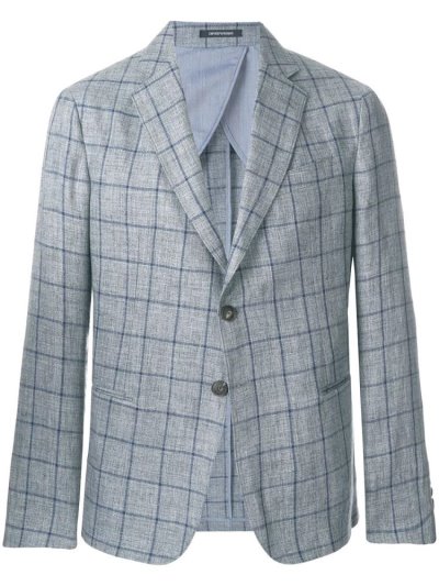 Μπλέιζερ Armani Emporio Check Fitted ανδρικα γκρι | GR29282