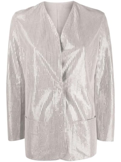 Μπλέιζερ Armani Emporio Embellished Collarless γυναικεια γκρι | GR07095