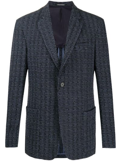 Μπλέιζερ Armani Emporio Gingham Check ανδρικα μπλε μαυρα | GR55319