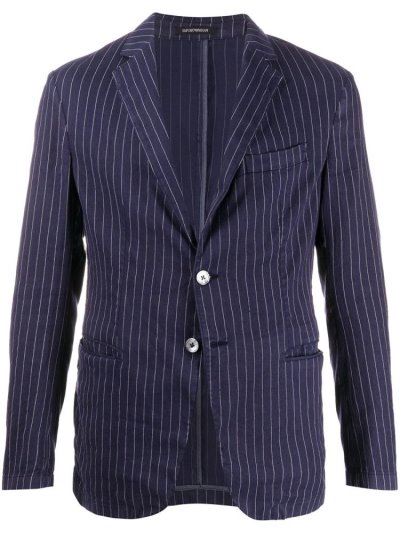 Μπλέιζερ Armani Emporio Single Breasted Striped Print ανδρικα μπλε | GR04323