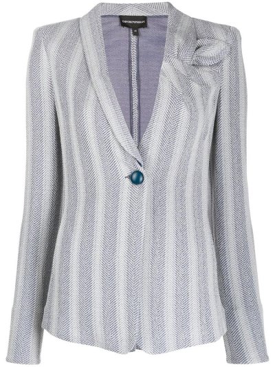 Μπλέιζερ Armani Emporio Single Breasted Striped Print γυναικεια μπλε γκρι | GR07914