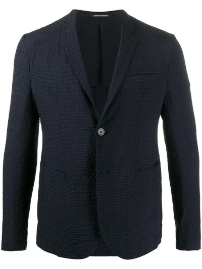 Μπλέιζερ Armani Emporio Waffle Textured Single Breasted ανδρικα μπλε | GR52686