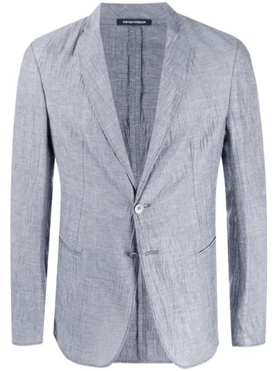 Μπλέιζερ Armani Emporio Wrinkled Micro Check ανδρικα μπλε | GR80823