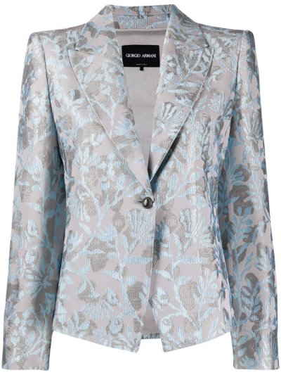 Μπλέιζερ Giorgio Armani Floral Print Single Breasted γυναικεια μπλε γκρι | GR46526