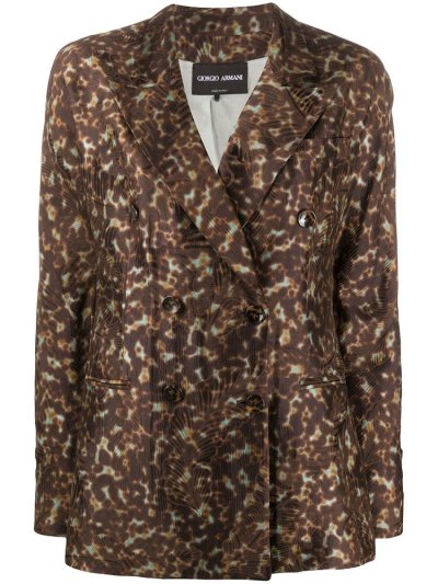 Μπλέιζερ Giorgio Armani Foliage Leopard Print γυναικεια καφε | GR28552