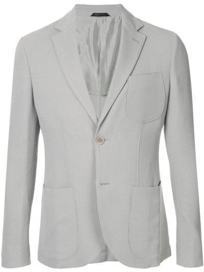 Μπλέιζερ Giorgio Armani Ribbed Knit ανδρικα γκρι | GR69243