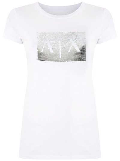 Μπουφάν Bomber Armani Exchange Logo Print γυναικεια ασπρα | GR60175