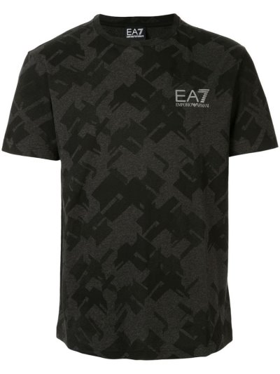 Μπουφάν Bomber Ea7 Emporio Armani Geometric Print ανδρικα μαυρα | GR53491